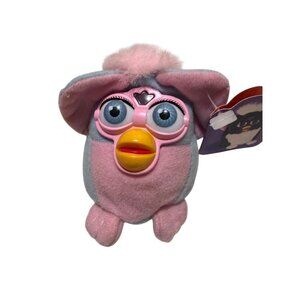 Vtg 1999 Tiger Electronics Talking Furby Mini Clip-on Keychain Pink Blue Works